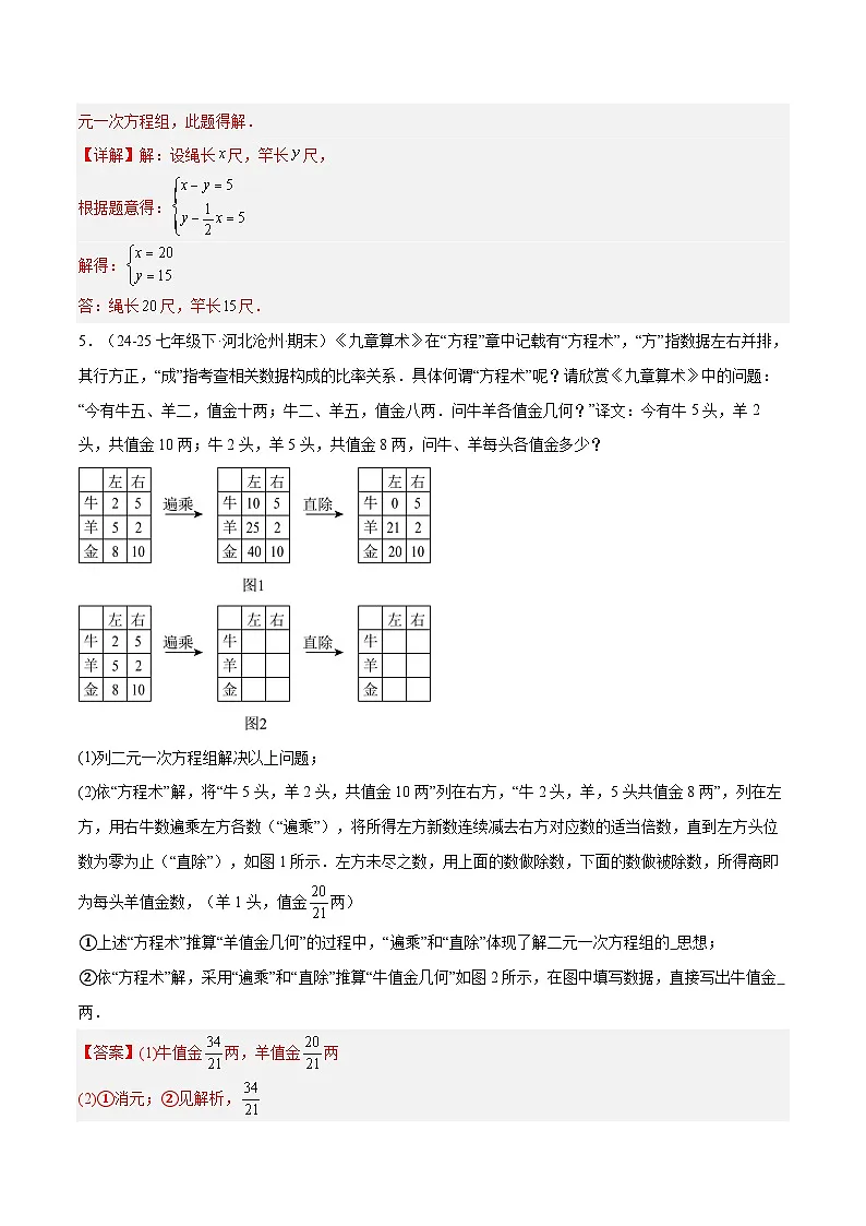 专题09 二元一次方程组的应用(9大题型)(期末复习专项训练)(解析版)第3页