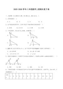 2025-2026学年八年级数学上册苏科版期末复习卷（有答案）