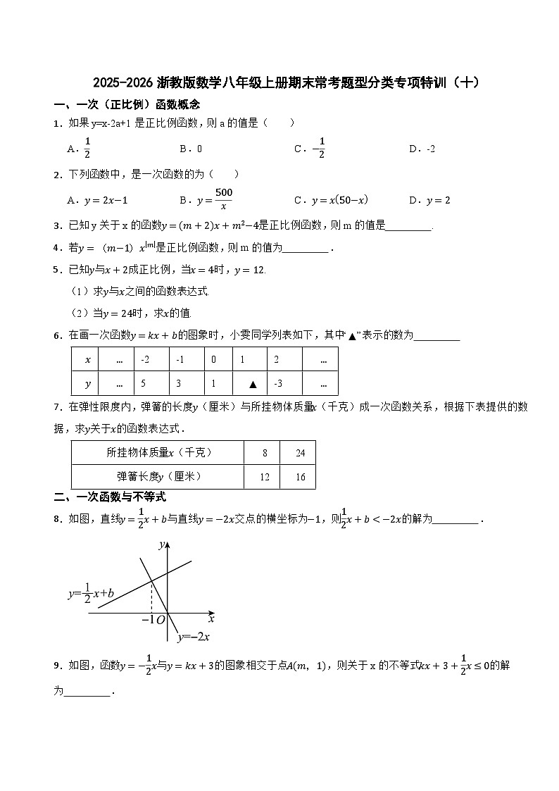 2025-2026浙教版数学八年级上册期末常考题型分类专项特训(十)第1页