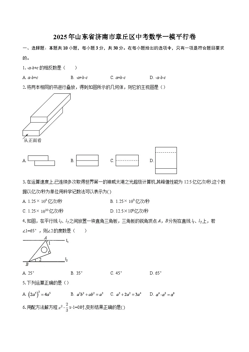 2025年山东省济南市章丘区中考数学一模平行卷-自定义类型第1页