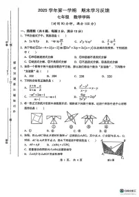 上海市浦东新区2025--2026学年七年级数学上学期期末数学考试卷