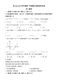 2026年上海市松江区初三上学期一模数学试卷和答案解析