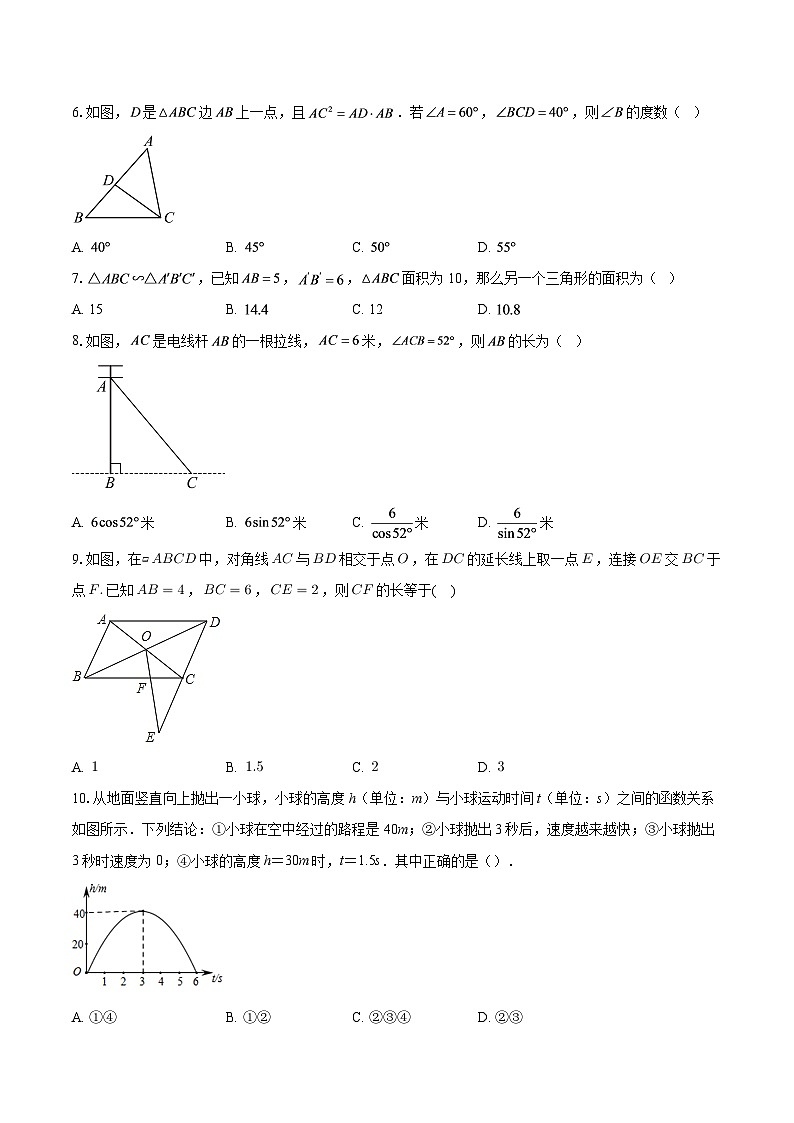 安徽省六安市舒城县部分学校联考2025-2026学年九年级上学期1月月考数学试题-自定义类型第2页