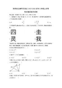 2025-2026学年陕西省安康市汉阴县八年级上学期期末检测数学试卷(学生版)