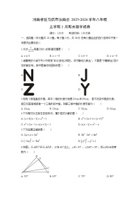 2025-2026学年河南省驻马店市汝南县八年级上学期1月期末数学试卷（学生版）
