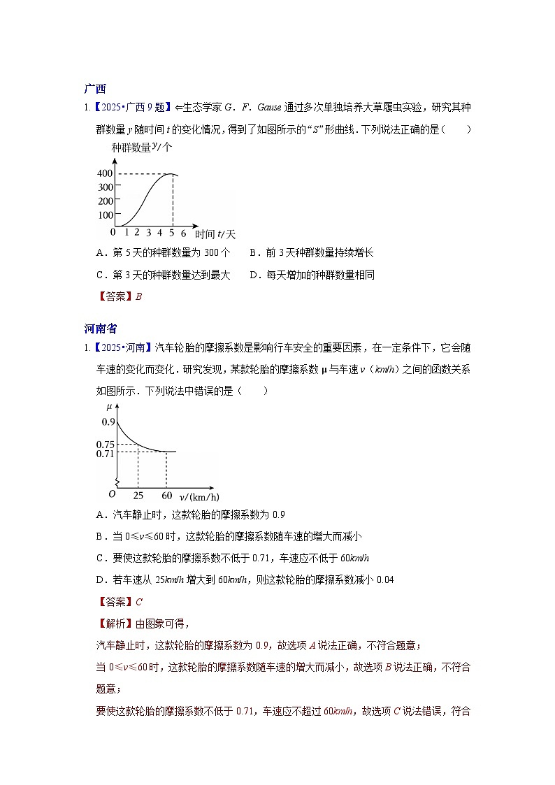 2025年各省市中考数学试卷分类汇编知识点14 函数初步(含平面直角坐标系)(Word版附解析)第3页