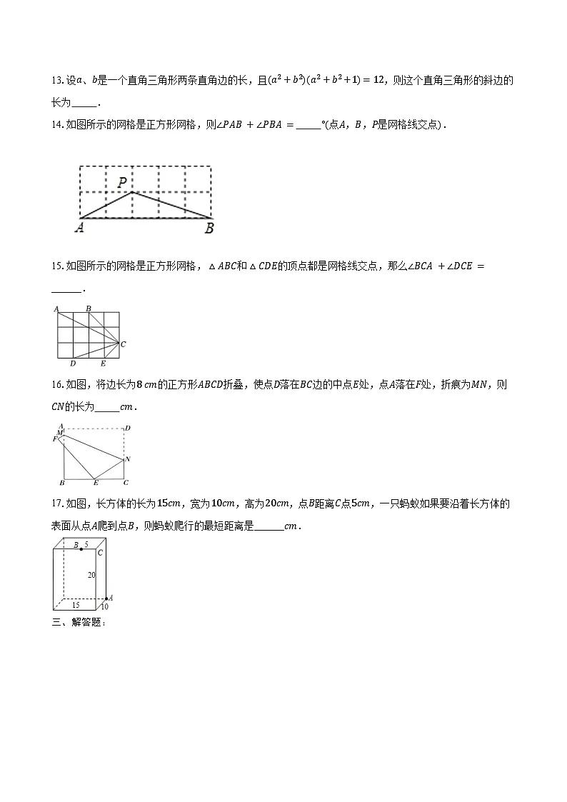第十七章 勾股定理-单元复习题 2024-2025学年人教版八年级数学下册(含答案+解析)第3页