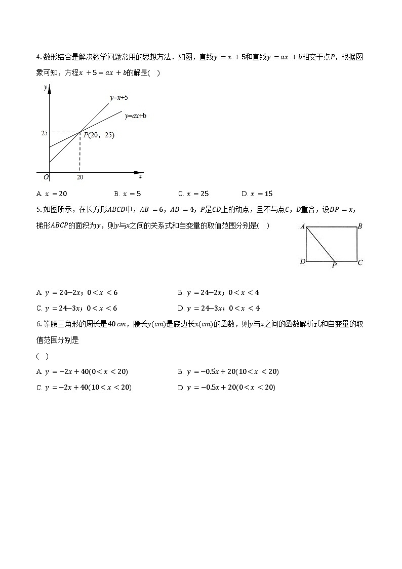 第十九章 一次函数 单元复习题 2023-2024学年人教版数学八年级下册(含答案+解析)第2页