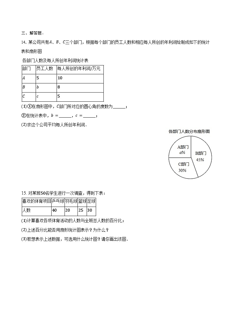 第二十章数据的分析单元测试2024-2025学年 人教版 八年级数学下册(含答案+解析)第3页