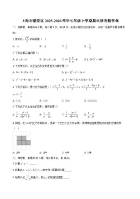 上海市普陀区2025-2026学年七年级上学期期末统考数学卷-自定义类型