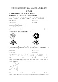 2025-2026学年安徽省十五校期末联考上学期九年级数学试卷(学生版)