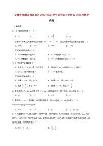 安徽省淮南市西部地区2025~2026学年七年级上册12月月考数学试题【附解析】