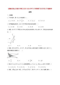 安徽省黄山市部分学校2025~2026学年上册第三次月考九年级数学试题【附解析】