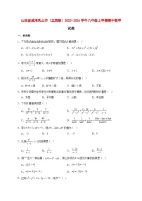 2025-2026学年山东省威海乳山市（五四制）八年级上册期中数学试卷 [附答案]