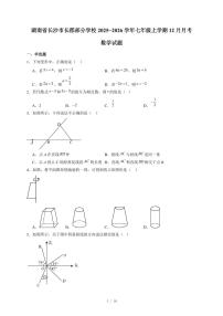 湖南省长沙市长郡部分学校2025-2026学年七年级上册12月月考数学试卷（含答案）