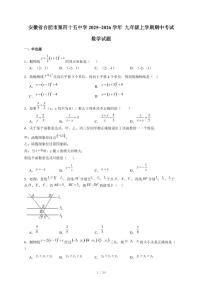安徽省合肥市第四十五中学2025-2026学年 九年级上册期中考试数学试卷（含答案）