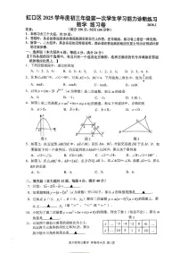上海市虹口区2026年上学期初三一模 数学试题(原卷版+解析版)