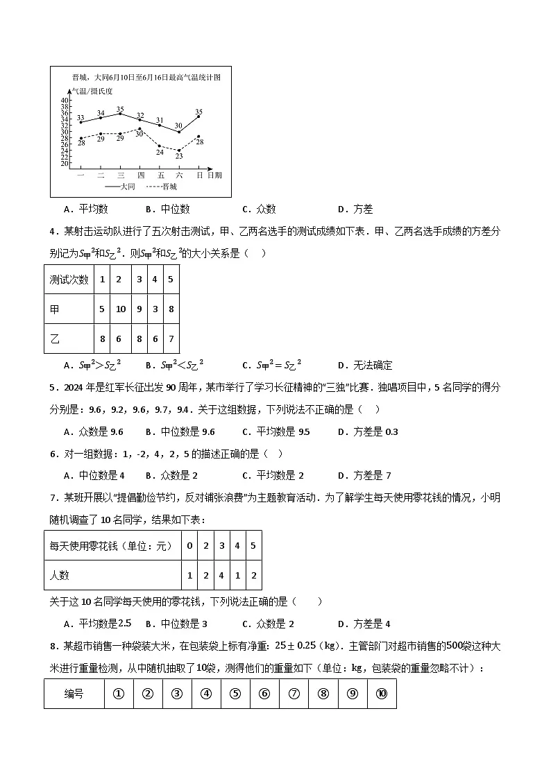 专题03 数据的分析单元过关【培优版】 (原卷版)第2页