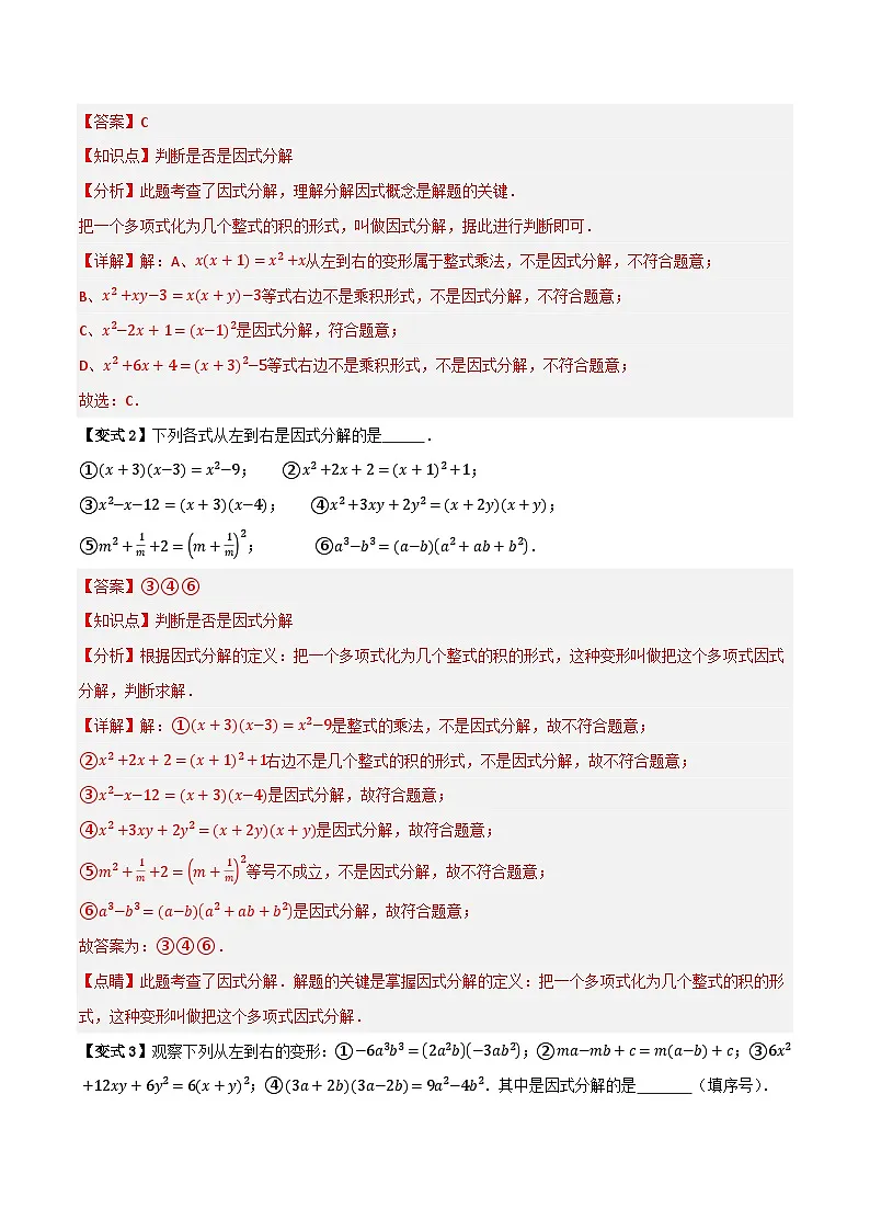 专题01 因式分解【知识串讲+十三大考点】(解析版)第3页