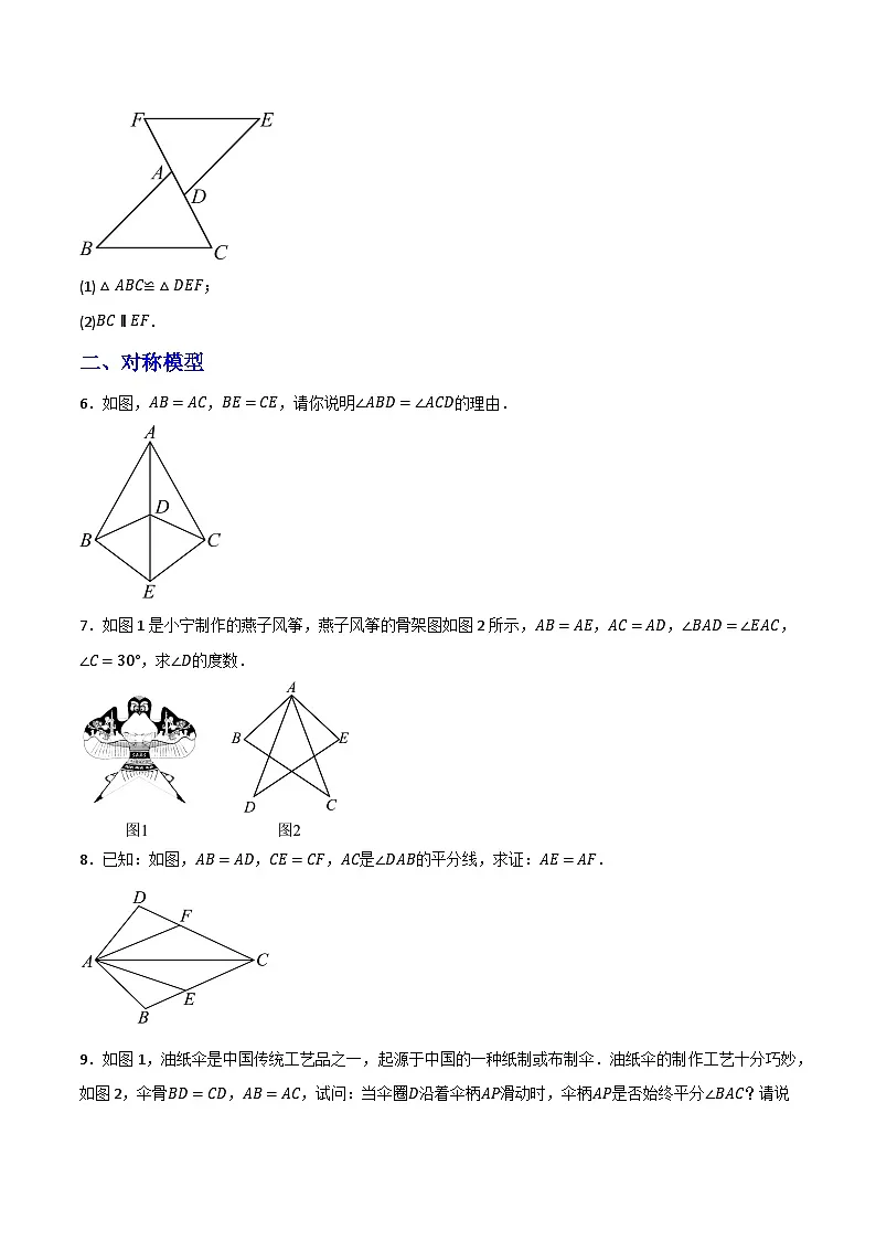 微专题01 全等三角形九大模型通关专练(原卷版) 第2页