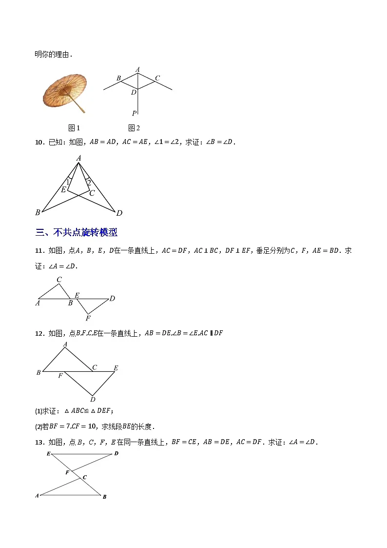 微专题01 全等三角形九大模型通关专练(原卷版) 第3页