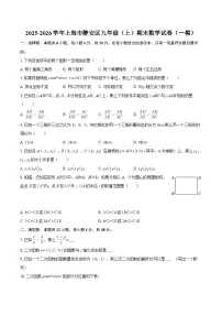 2025-2026学年上海市静安区九年级（上）期末数学试卷（一模）-自定义类型