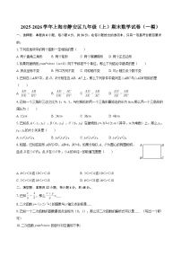 2025-2026学年上海市静安区九年级(上)期末数学试卷(一模)-自定义类型