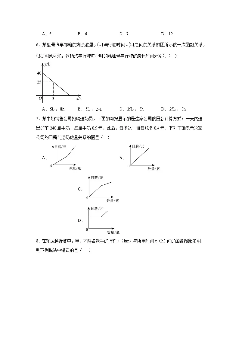 22.2函数的表示同步练习 人教版数学八年级下册第3页