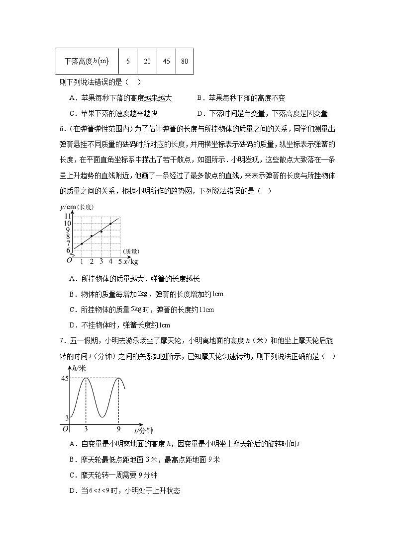 6.4用图象表示变量之间的关系同步练习 北师大版数学七年级下册第3页