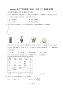 2024-2025学年深圳市龙岗区七年级上册期末数学试卷及答案