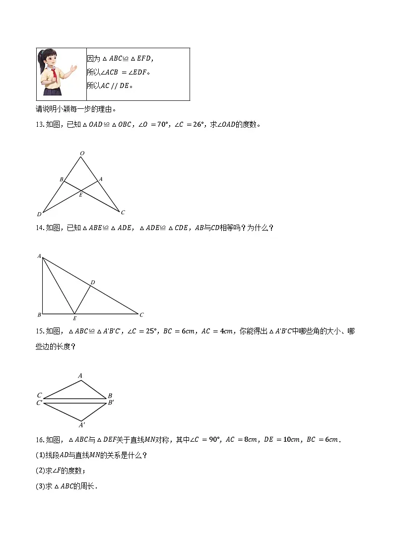 4.2 全等三角形-练习题2024-2025学年北师大版数学七年级下册(含答案+解析)第3页