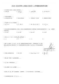 2025~2026学年上海松江区初二上学期期末数学试卷（有答案解析）