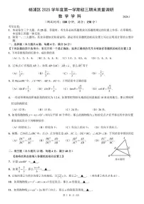 上海市杨浦区2026年上学期初三一模 数学试题（原卷版+解析版）