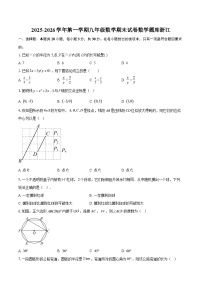 2025-2026学年第一学期九年级数学期末试卷数学题库浙江-自定义类型
