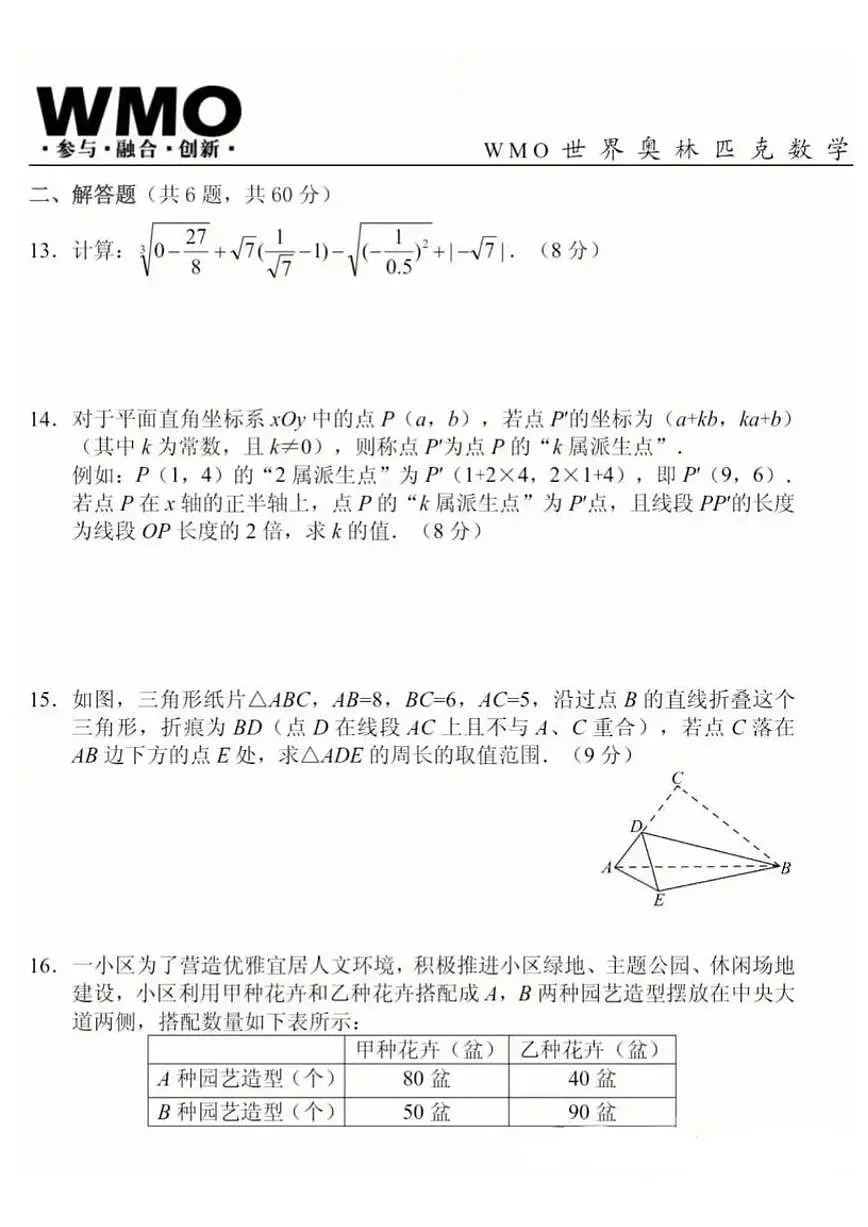 安徽省合肥市2025年世界奥林匹克八年级数学竞赛选拔赛试卷_(含答案_)第3页