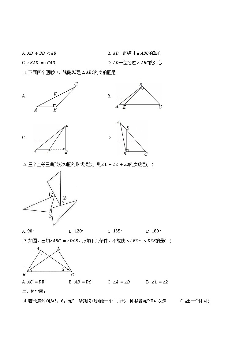 2025年山东中考数学一轮复习课题1: 三角形 练习题(含答案+解析)第3页