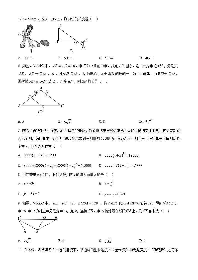 河南南阳市油田2025年秋期九年级上学期期末教学质量检测试卷数学(试卷+解析)第2页