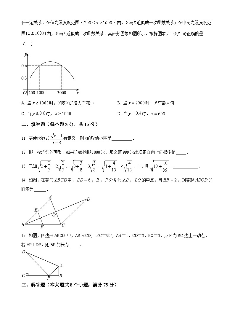 河南南阳市油田2025年秋期九年级上学期期末教学质量检测试卷数学(试卷+解析)第3页