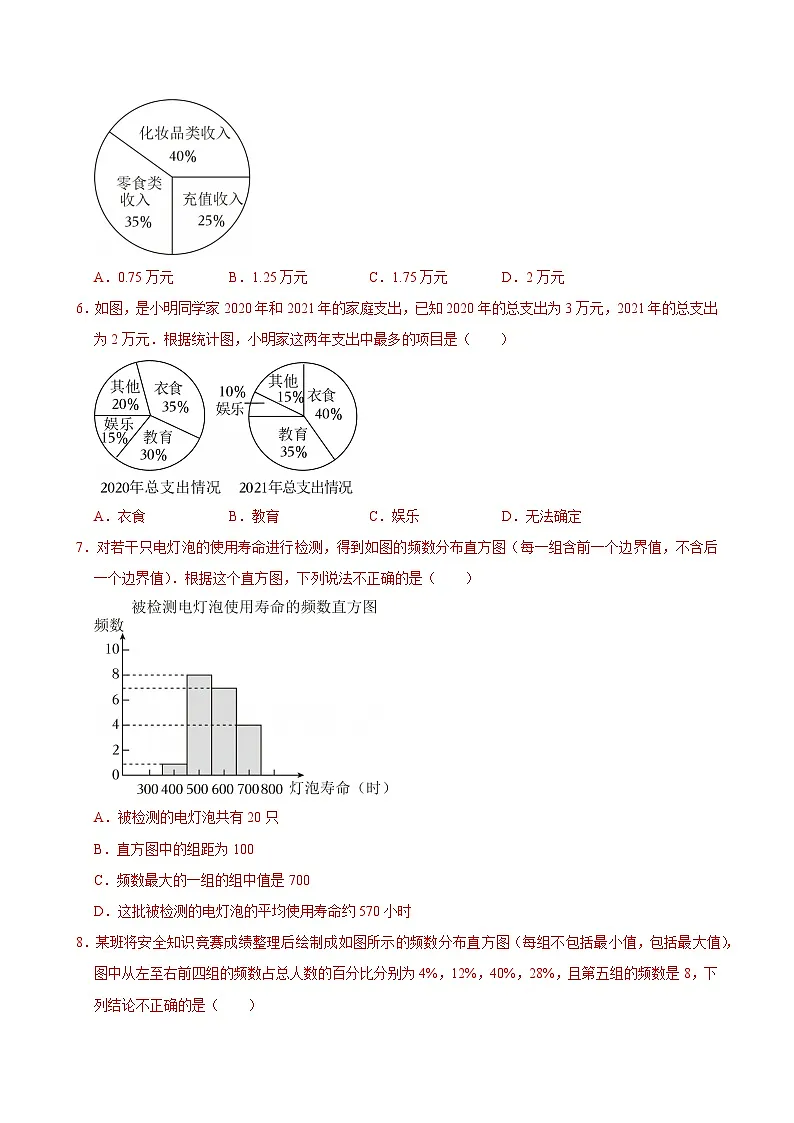 _第12章《数据的收集整理与描述》测试题(1) 2024—2025学年人教版数学七年级下册(含答案)第2页