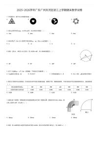 2025~2026学年广东广州天河区初三上学期期末数学试卷（有答案解析）