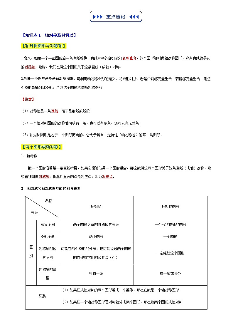 专题03 轴对称(6个知识点+10个核心考点+复习提升)(解析版)第2页