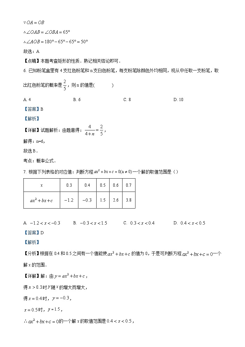 广东省茂名市茂南一中上学期九年级期中考试数学试题(解析版)-A4第3页