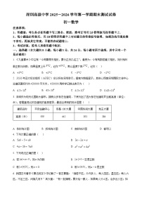 精品解析：广东省深圳市深圳高级中学2025-2026学年七年级上学期1月期末数学试题（原卷版）