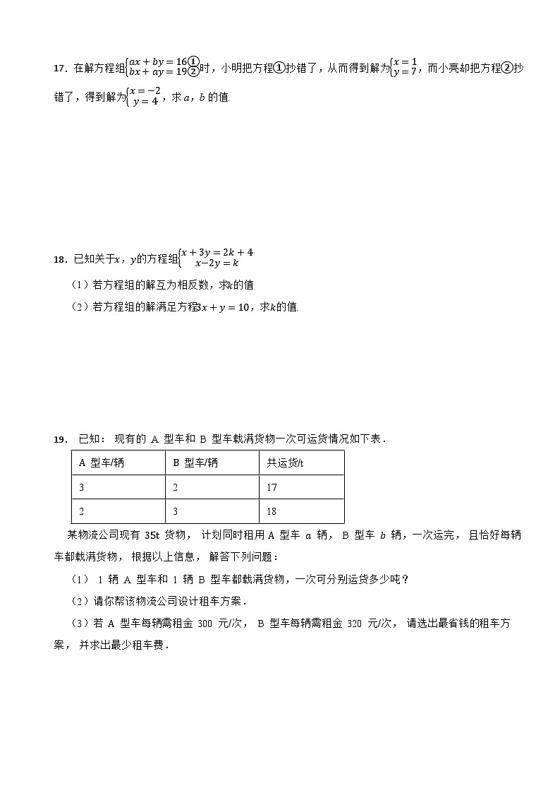 第六章二元一次方程组强化训练2025-2026学年华东师大版数学七年级下册(含答案)第3页