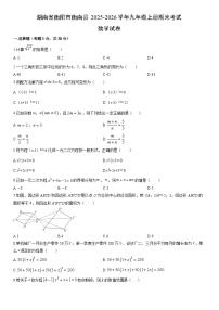 2025-2026学年湖南省衡阳市衡南县九年级上册期末考试数学试卷（学生版）