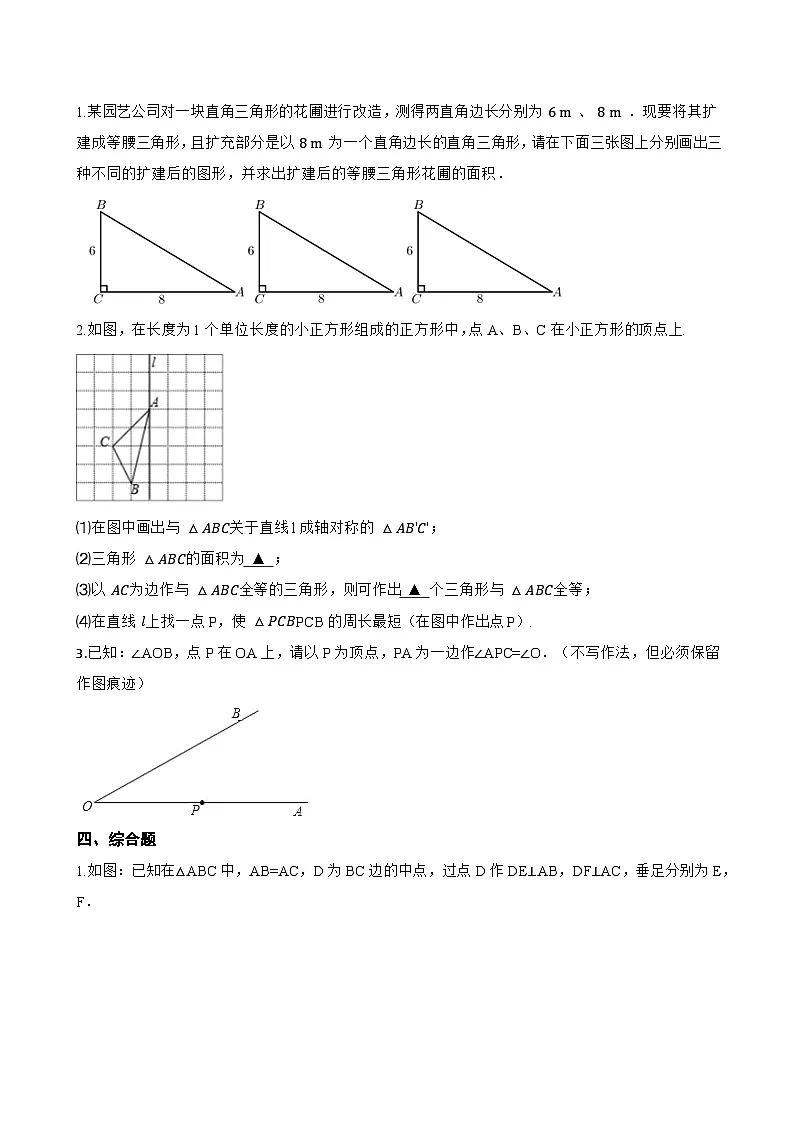 17.4 三角形全等的判定一课一练数学沪教版(五四制)(2024)初中七年级下册(无答案)第3页