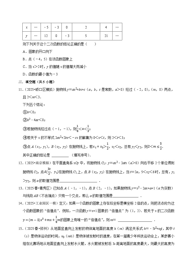 2026中考数学高频考点一轮复习:二次函数(试题含解析)第3页