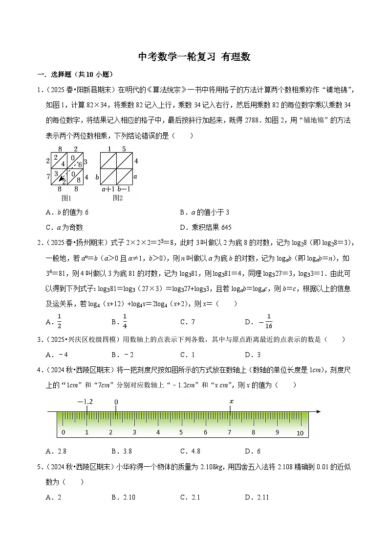 2026中考数学高频考点一轮复习:有理数(试题含解析)第1页