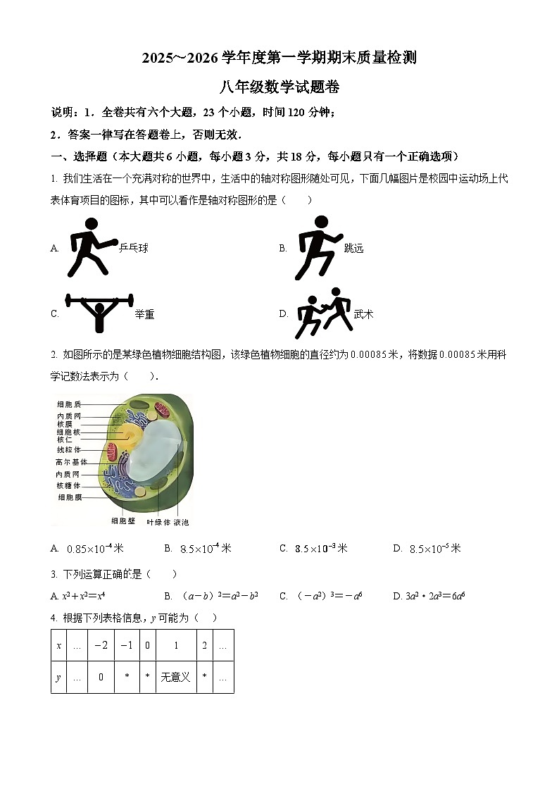 江西赣州市上犹县2025-2026学年八年级上学期期末考试数学试题(试卷+解析)第1页