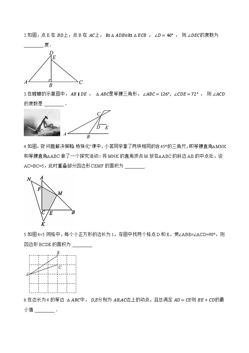 4.3 全等三角形一课一练数学湘教版(2024)初中八年级上册(无答案)第3页
